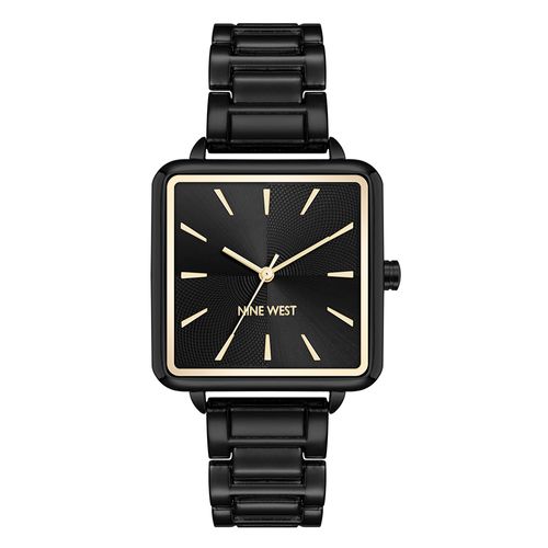 Reloj análogo metálico negro para mujer