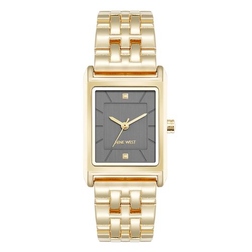 Reloj Nine West analogo cuadrado de metal en dorado/plateado para mujer